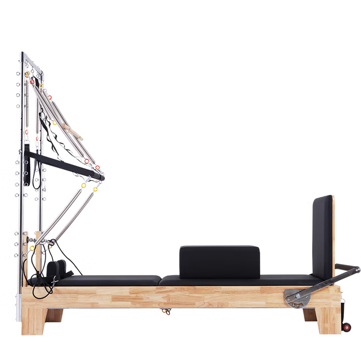 Oak Pilates Reformer with Tower Black