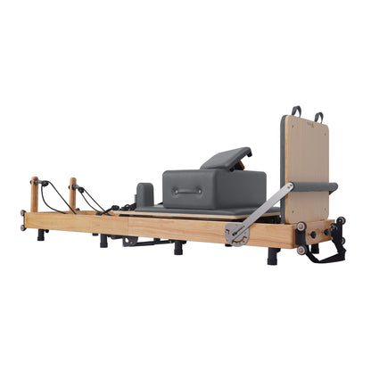 Oak Adjustable-Leg Foldable Pilates Reformer Gray